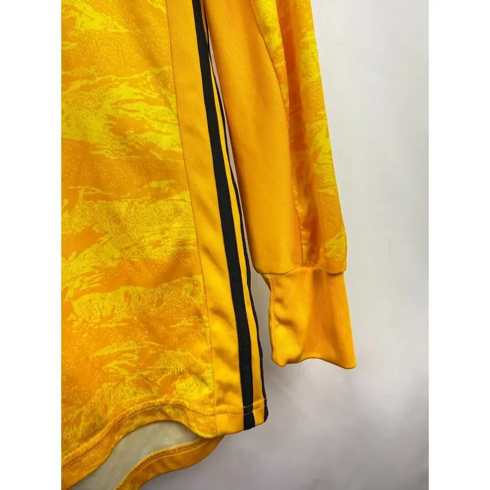Adidas Climalite Yellow Grunge Y2K Long Sleeve Soccer Jersey Streetwear S